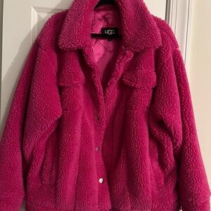 UGG Women's Vibrant Pink Teddy Jacket XL EUC